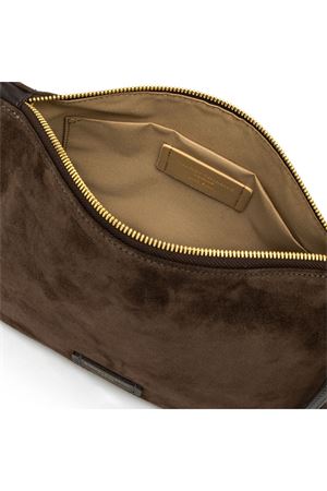 Nora Pouch made of dark brown soft suede GIANNI CHIARINI | BS10225CMPL13827